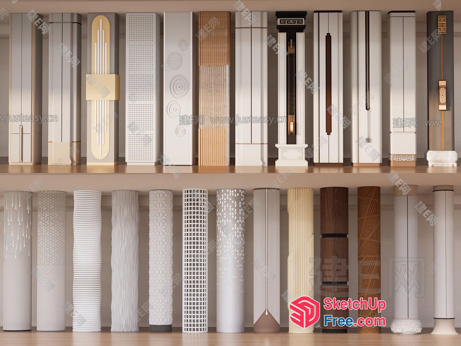 Pillars Of Distinctive Style And Texture 3D SketchUp File