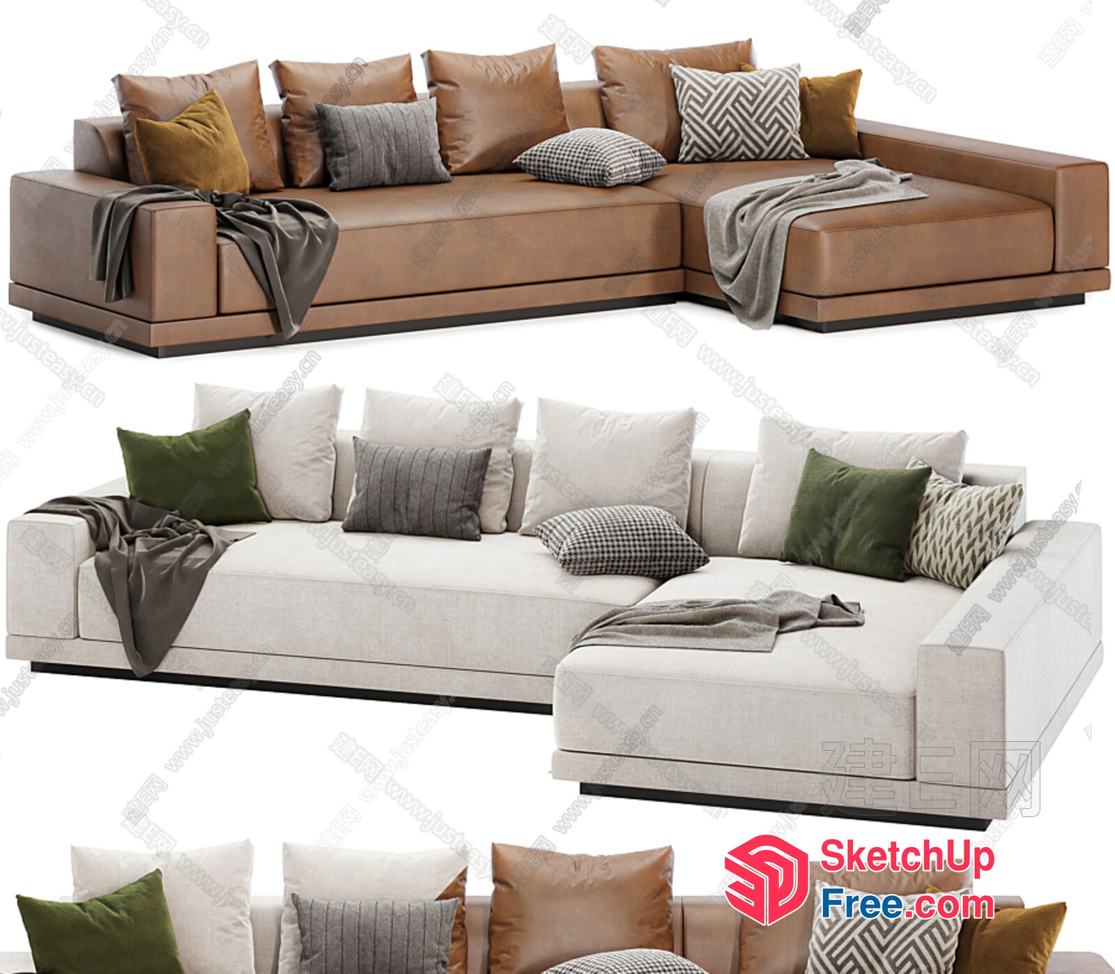 Modern L-Shaped Sectional Sofa 3D SketchUp File