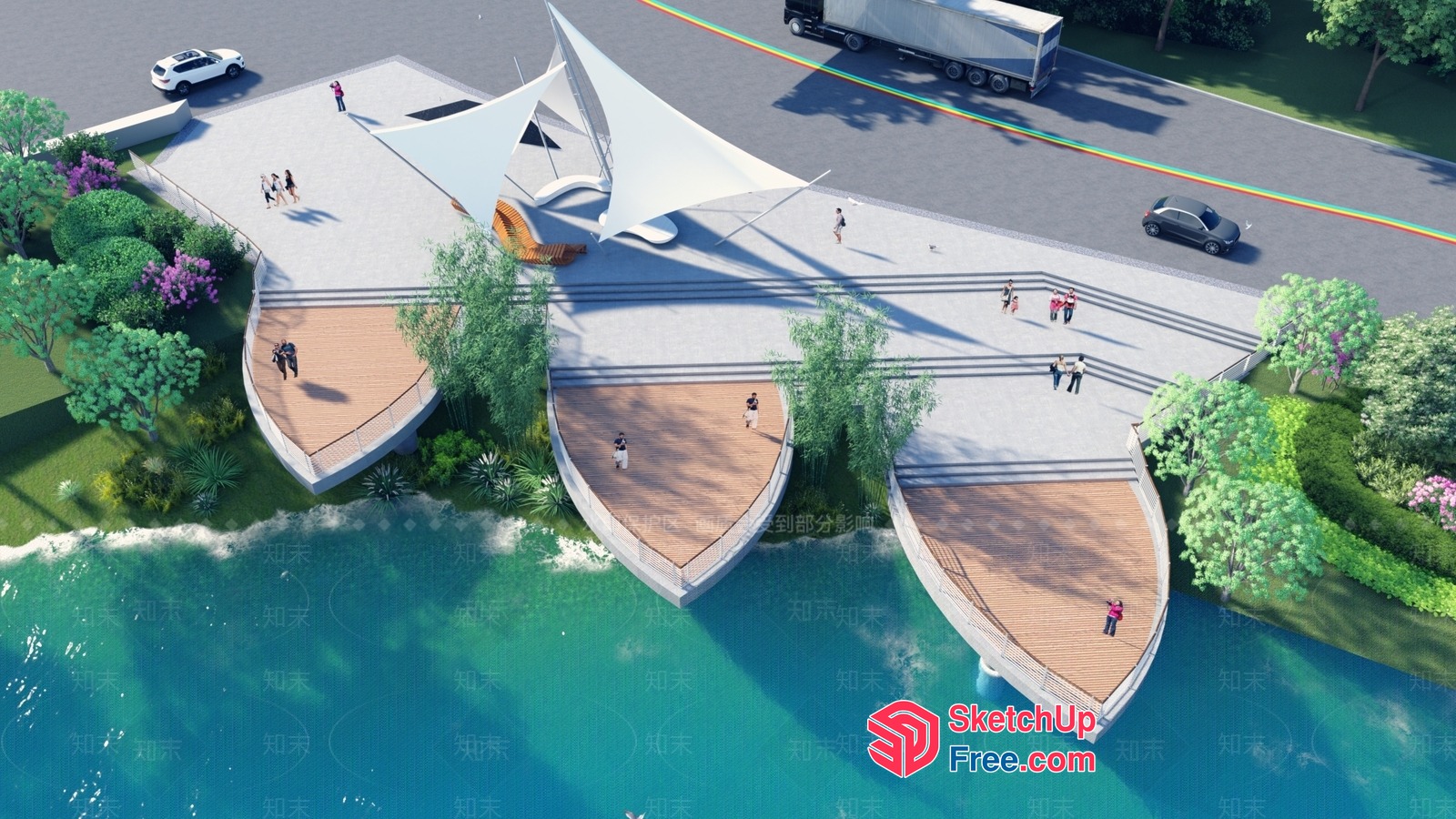Serene Coastal Bridge With Elegant Canopy 3D SketchUp File