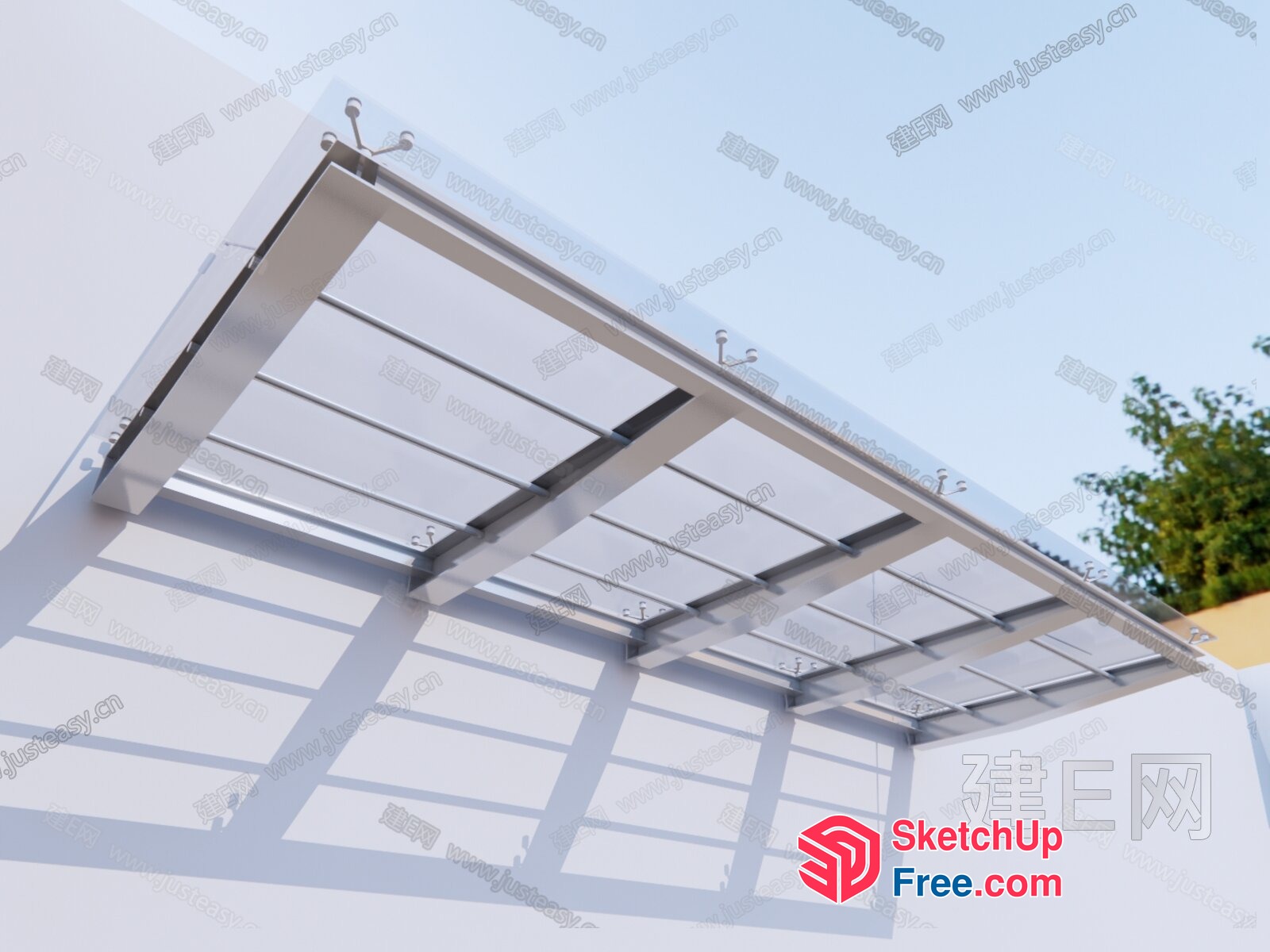 Transparent Glass Roof With Metal Frame 3D SketchUp File