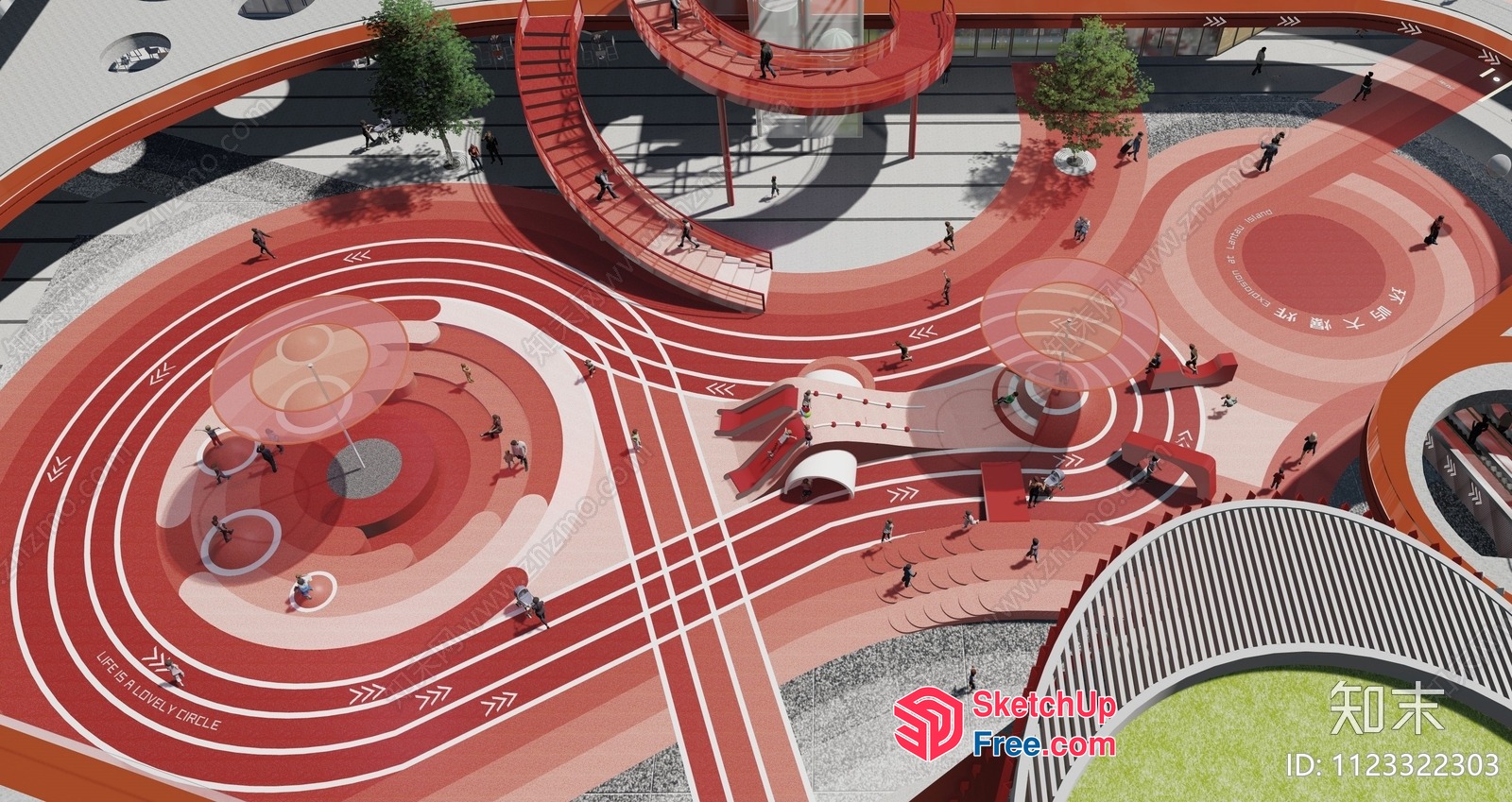 Modern Red And White Exterior Design 3D SketchUp File