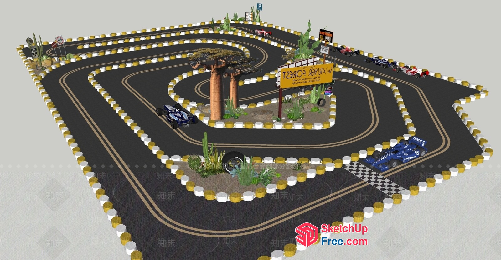 A Futuristic Racing Track With A Unique Design 3D SketchUp File