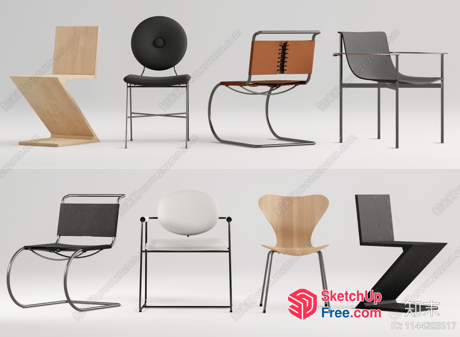 Modern Minimalist Chair Collection 3D SketchUp File