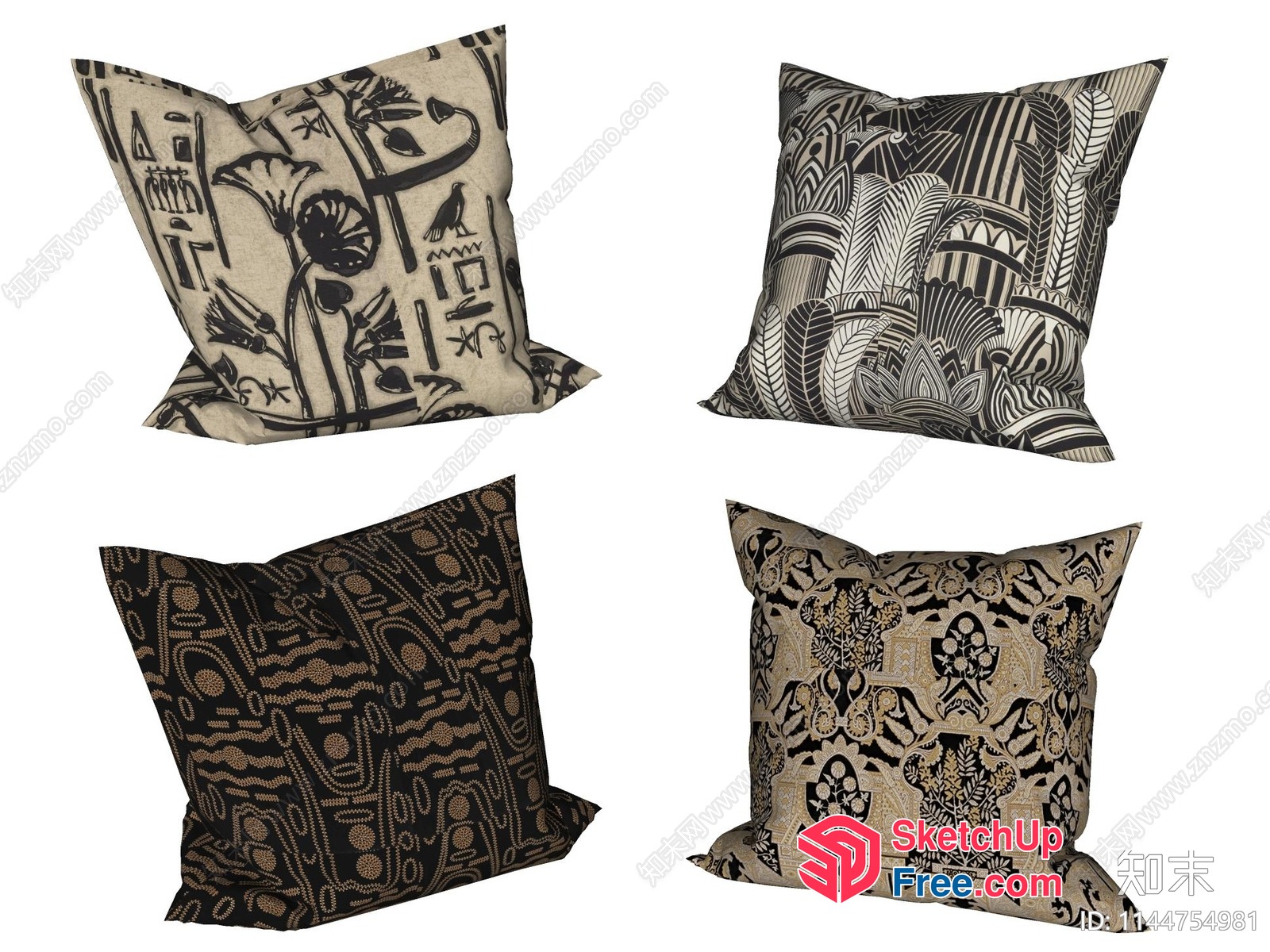Decorative Throw Pillows With Unique Patterns 3D SketchUp File