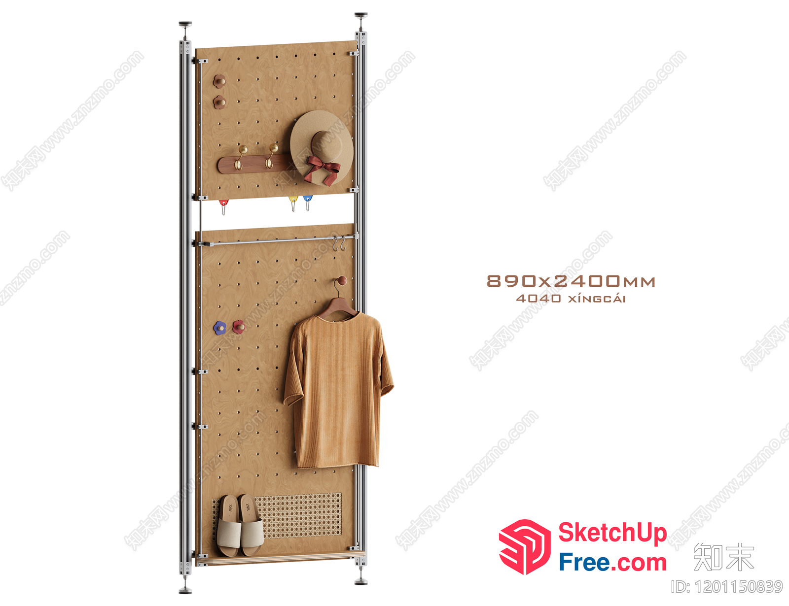 A Wall-Mounted Storage Unit For Hats, Shirts, And Shoes 3D SketchUp File