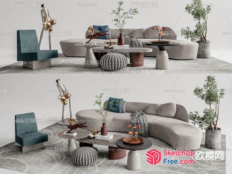 Elegant Modern Living Room With Minimalist Decor 3D SketchUp File
