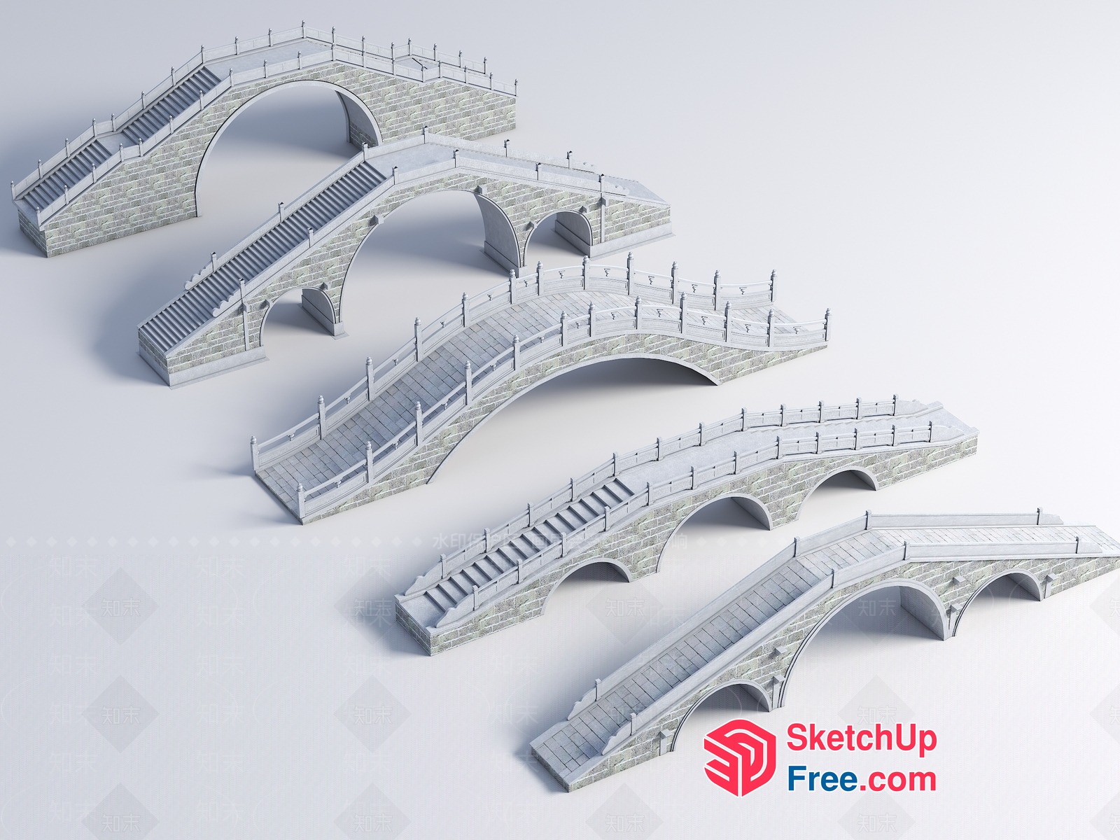 Architectural Models Of Bridges And Staircases 3D SketchUp File