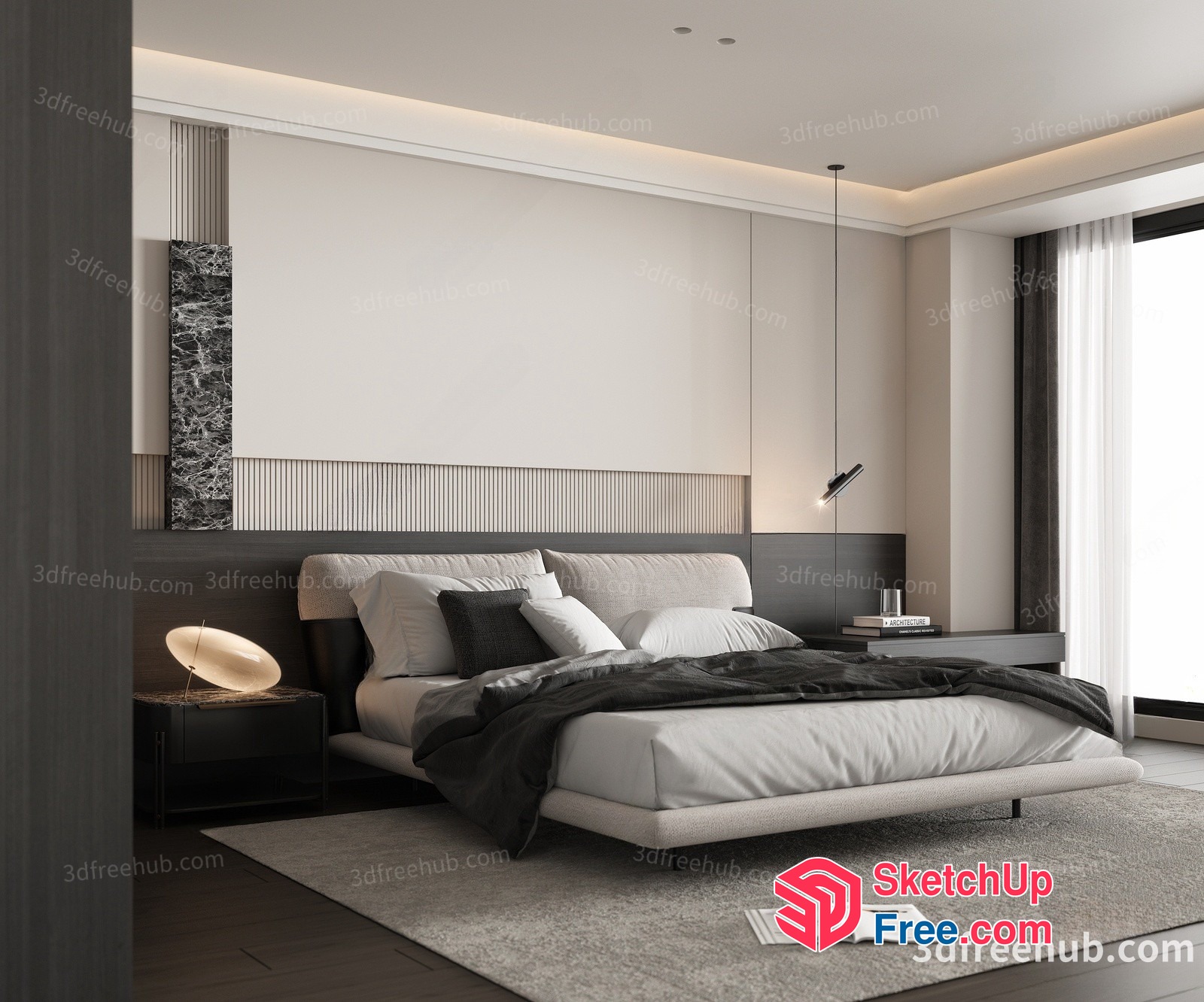 Modern Minimalist Bedroom Interior 3D SketchUp File