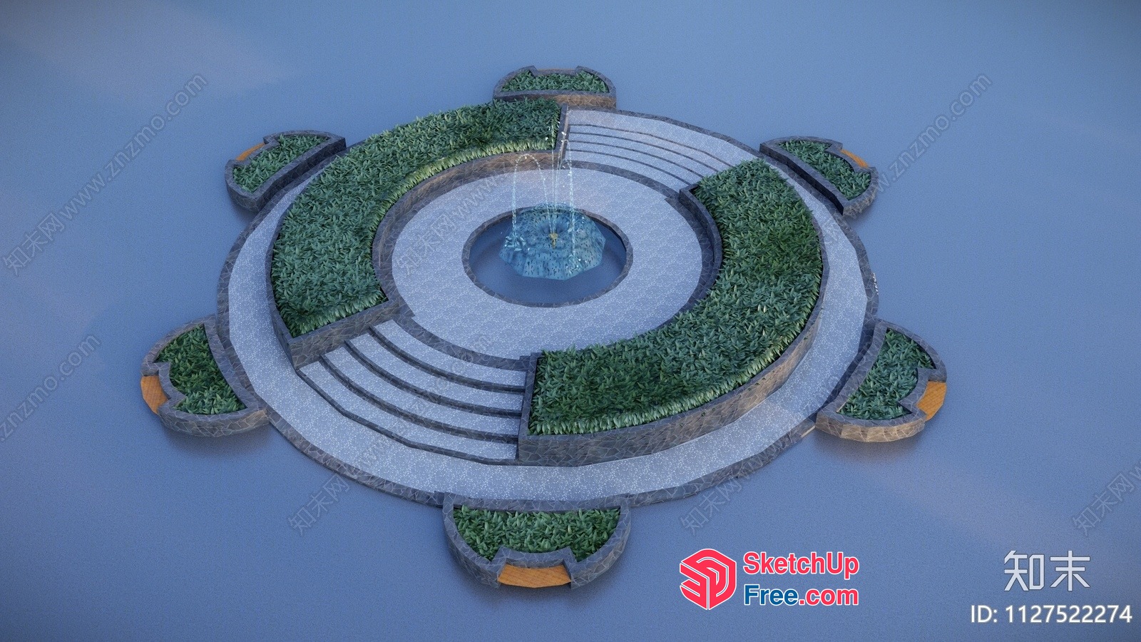 Exterior Design For A Circular Building With A Water Feature 3D SketchUp File