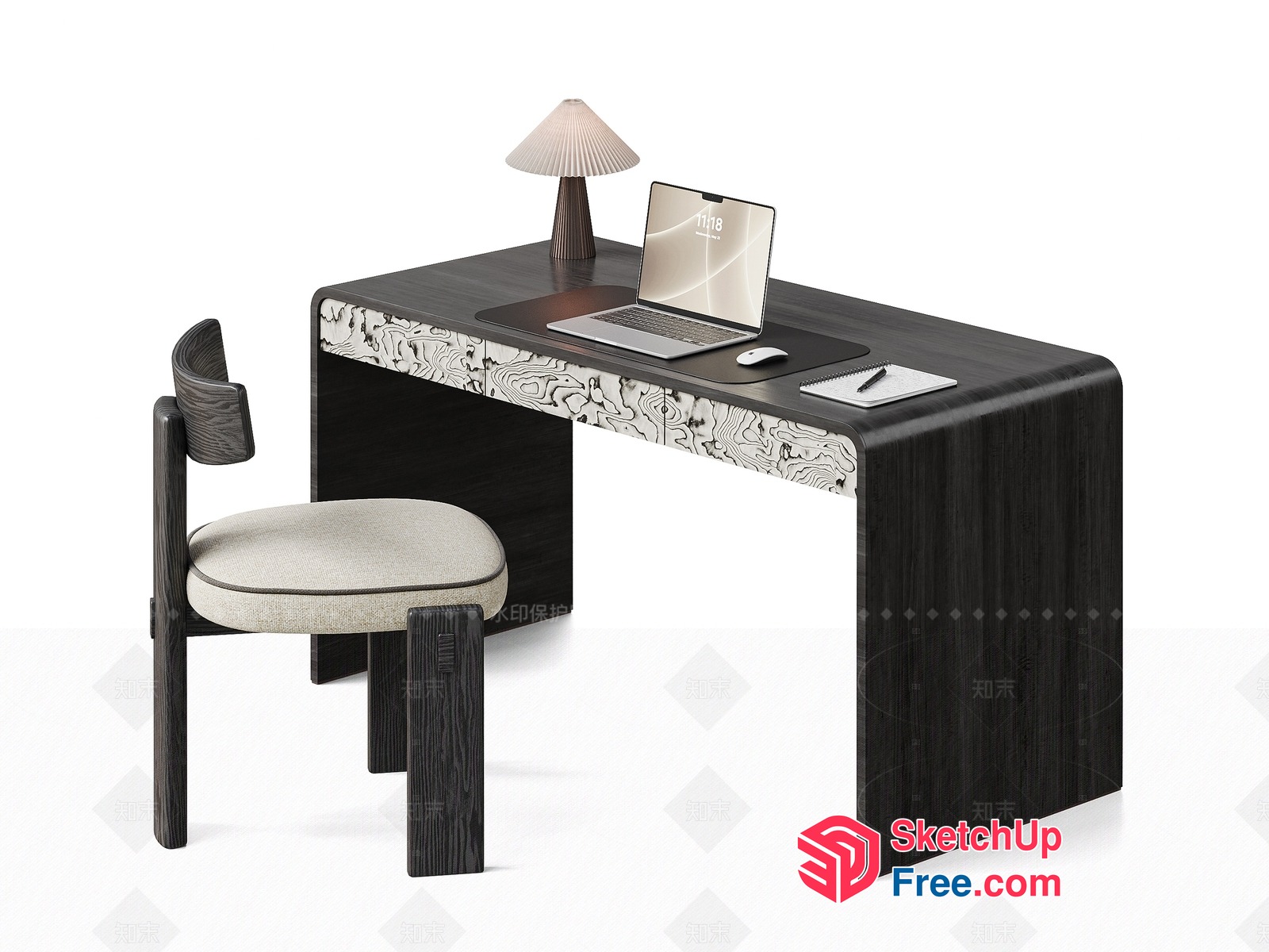 Elegant Modern Desk And Chair Set 3D SketchUp File