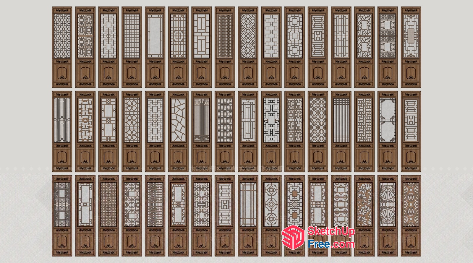Ornate Wooden Doors With Intricate Geometric Patterns 3D SketchUp File