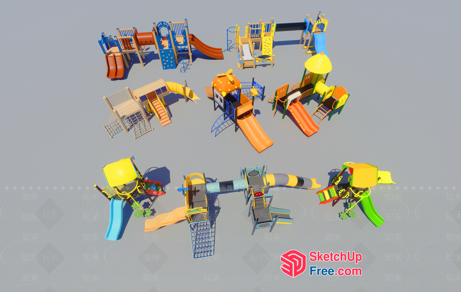 Colorful Playground Equipment Set 3D SketchUp File