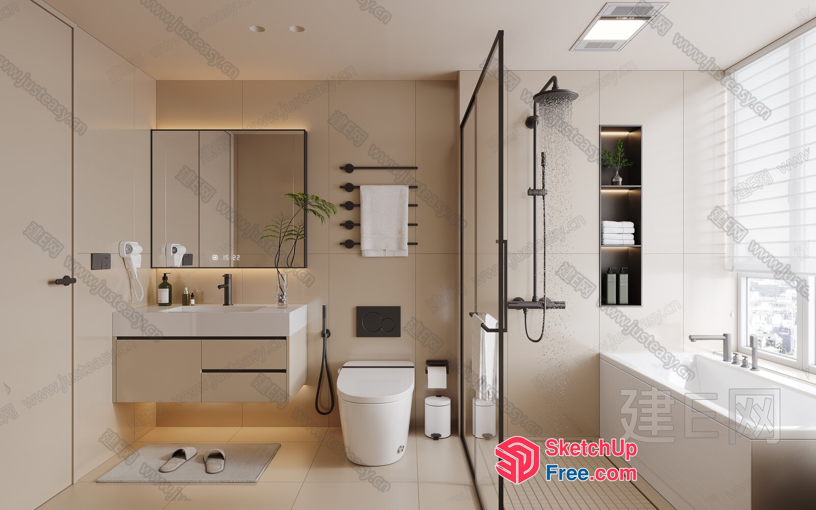Modern Minimalist Bathroom With Sleek Fixtures 3D SketchUp File