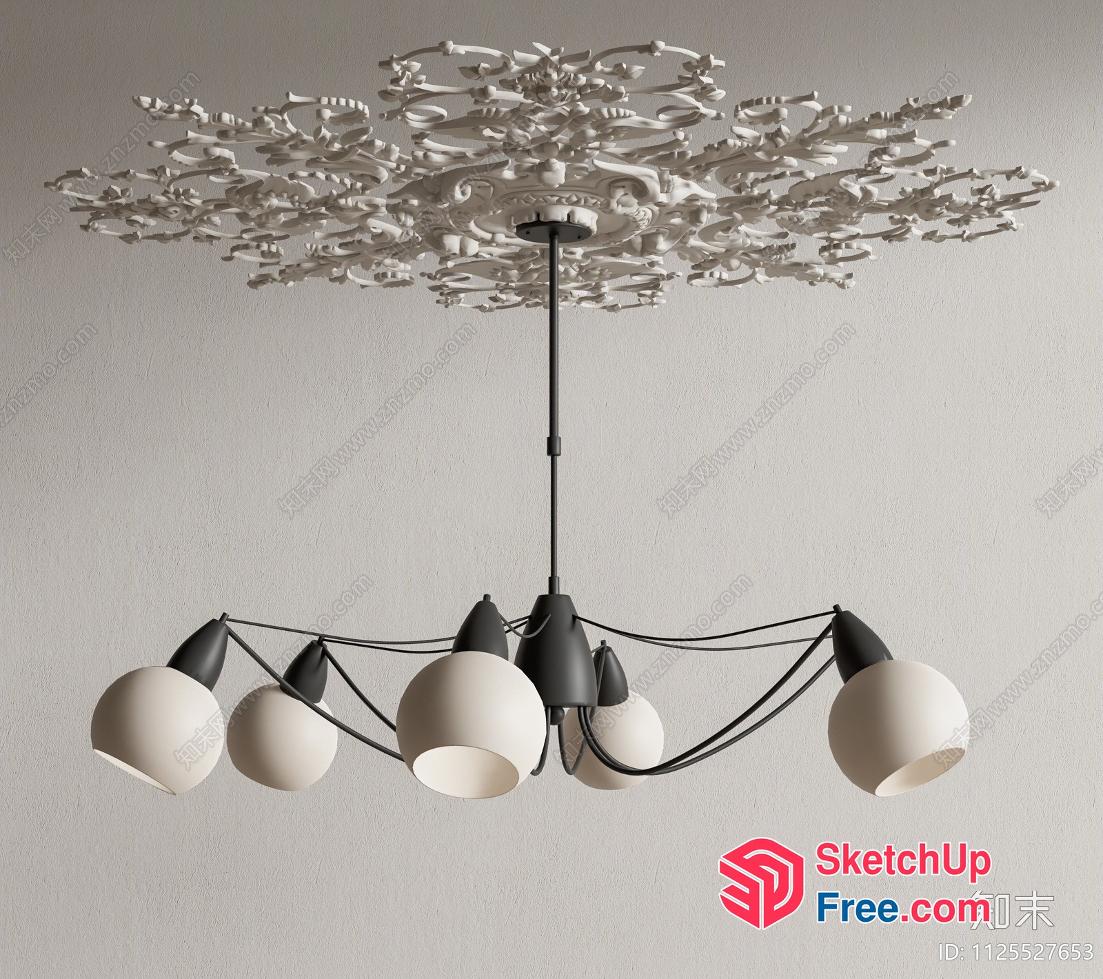 Elegant Modern Ceiling Light Fixture 3D SketchUp File
