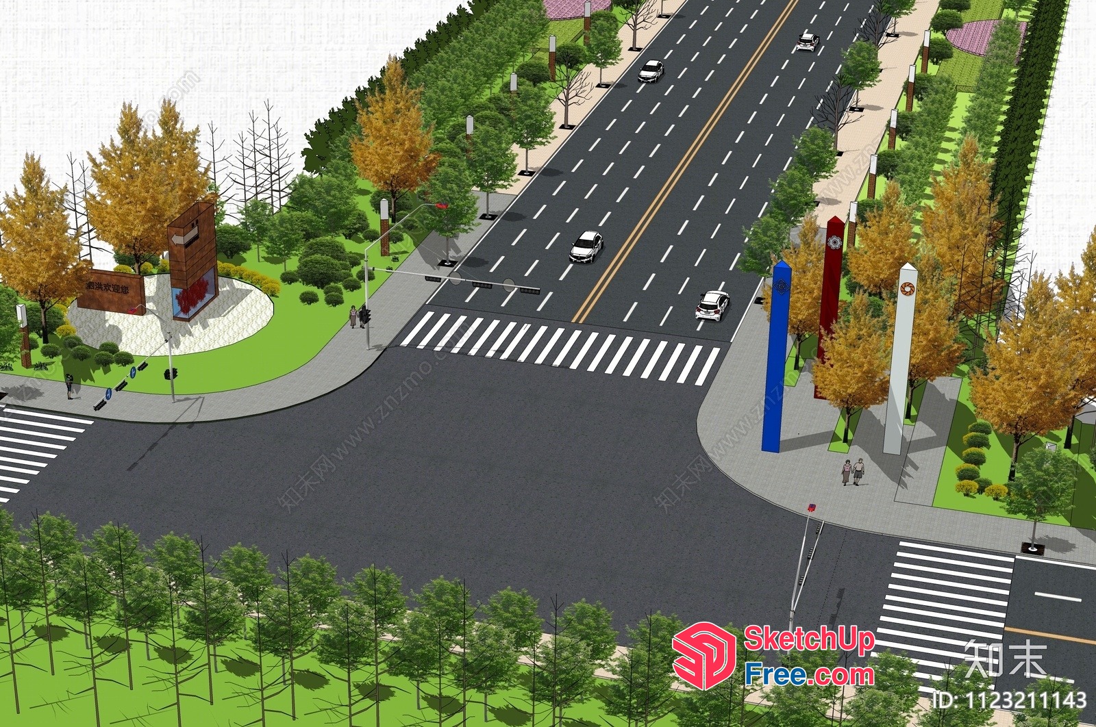 3D Rendering Of A Commercial Street 3D SketchUp File