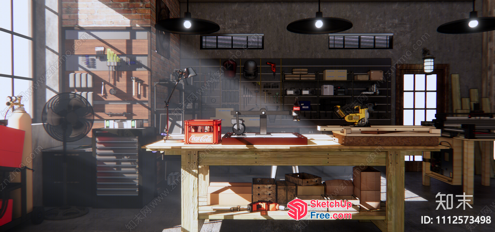 Cozy Industrial Workshop Interior 3D SketchUp File