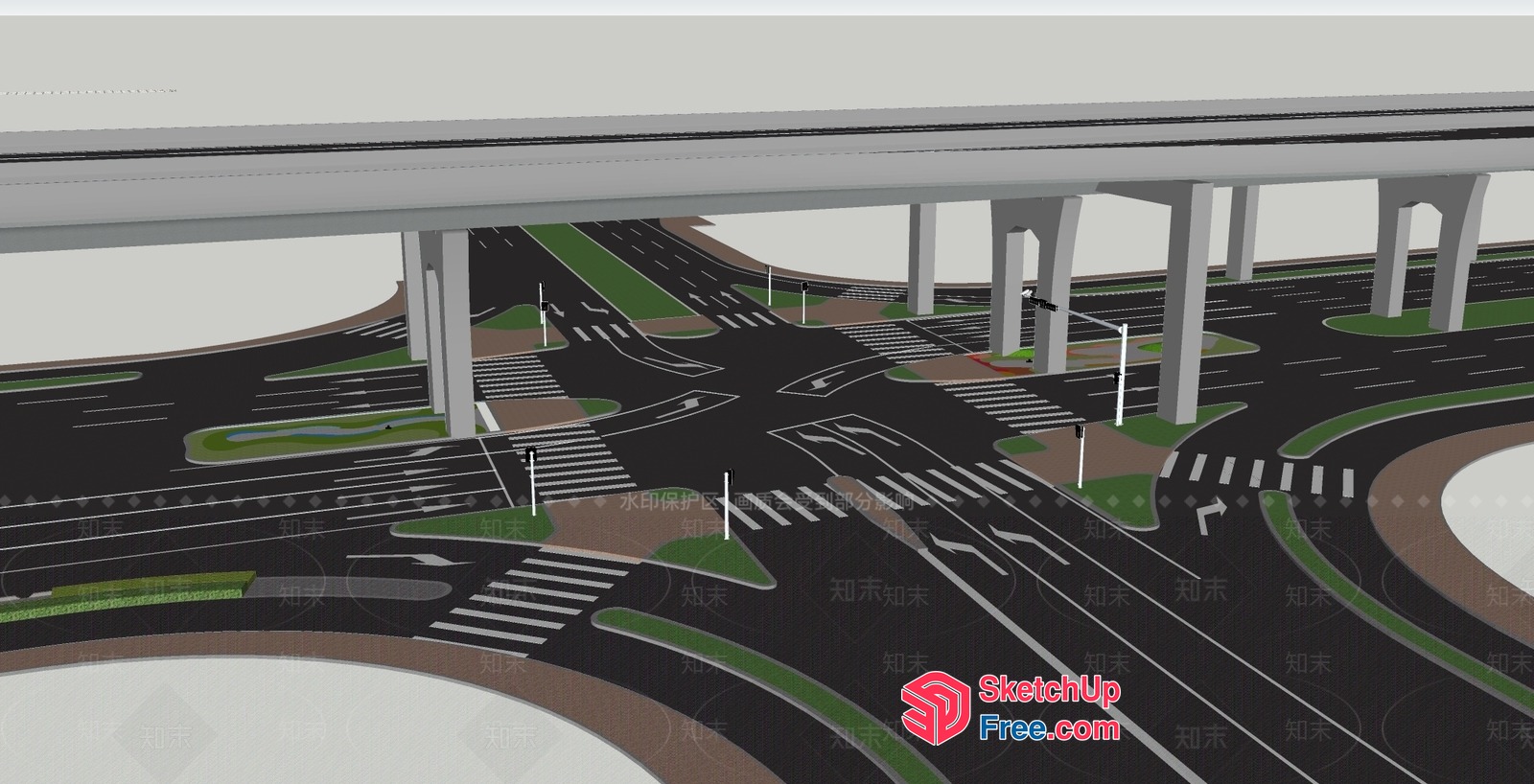 3D Model Of A Highway Overpass And Road Intersection 3D SketchUp File