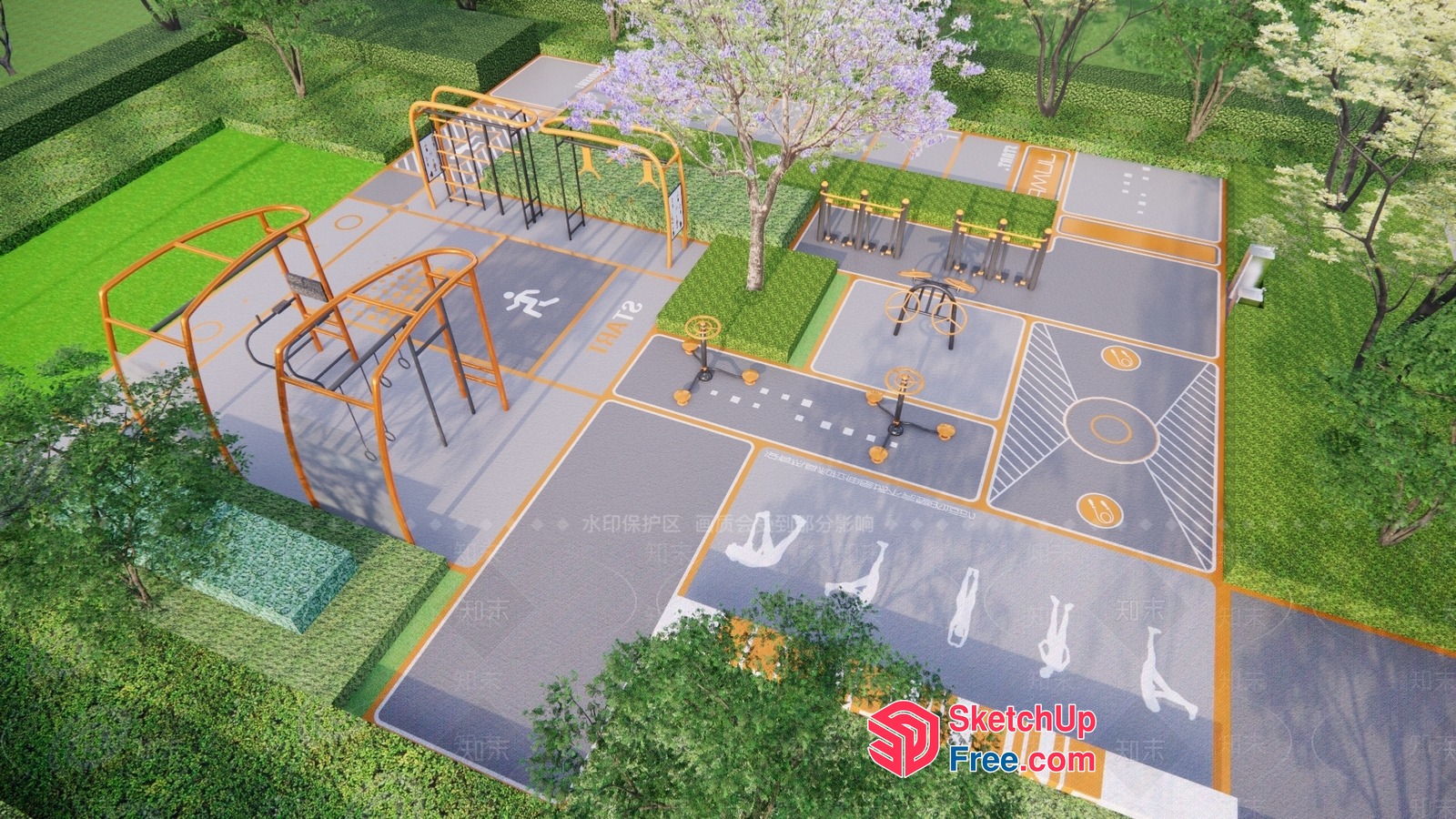 Outdoor Fitness Equipment Installation 3D SketchUp File