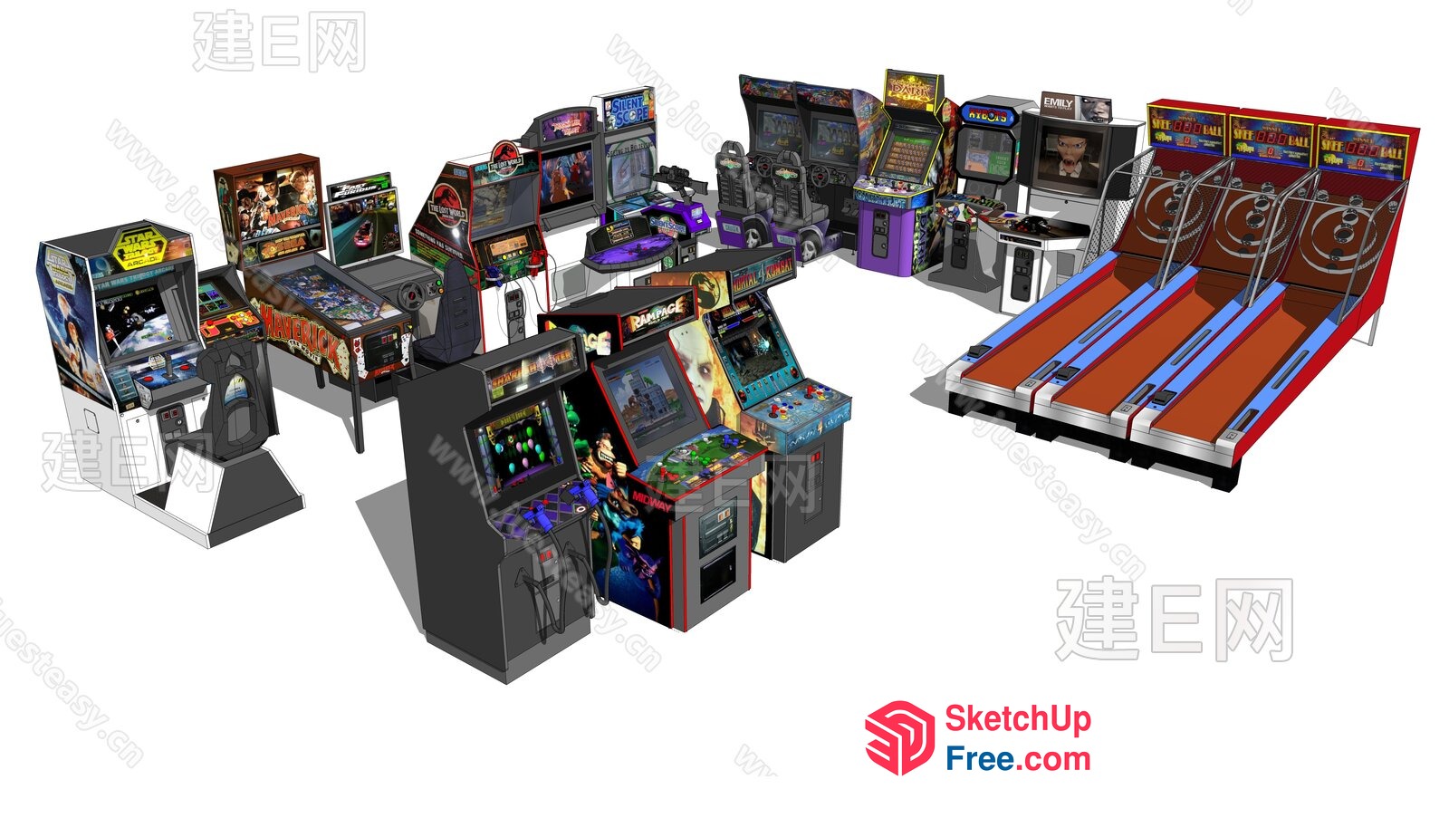 Arcade Game Machines Collection 3D SketchUp File