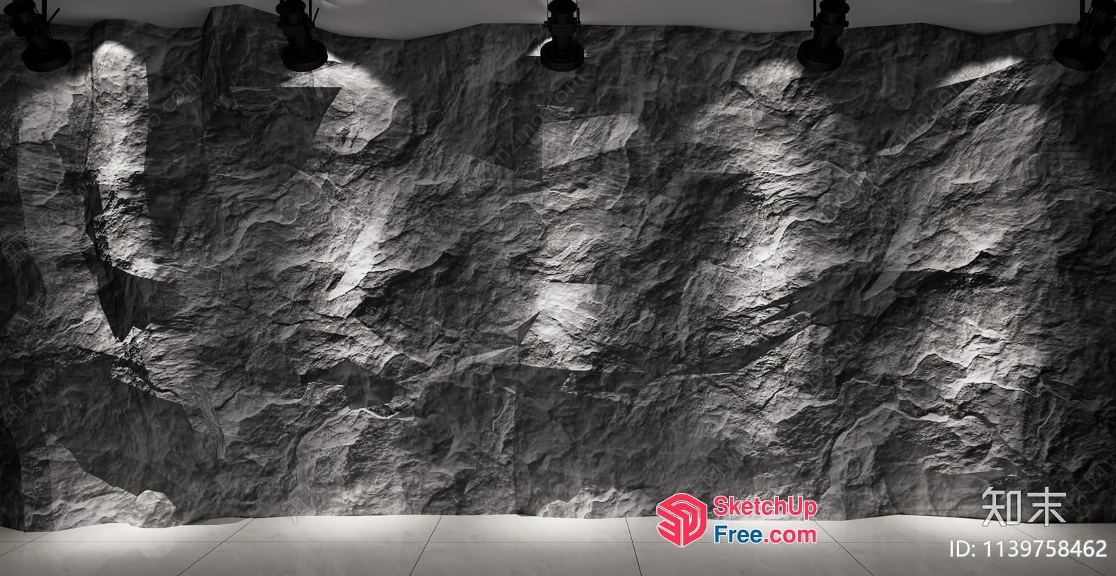 Dark Grey Stone Wall Interior 3D SketchUp File