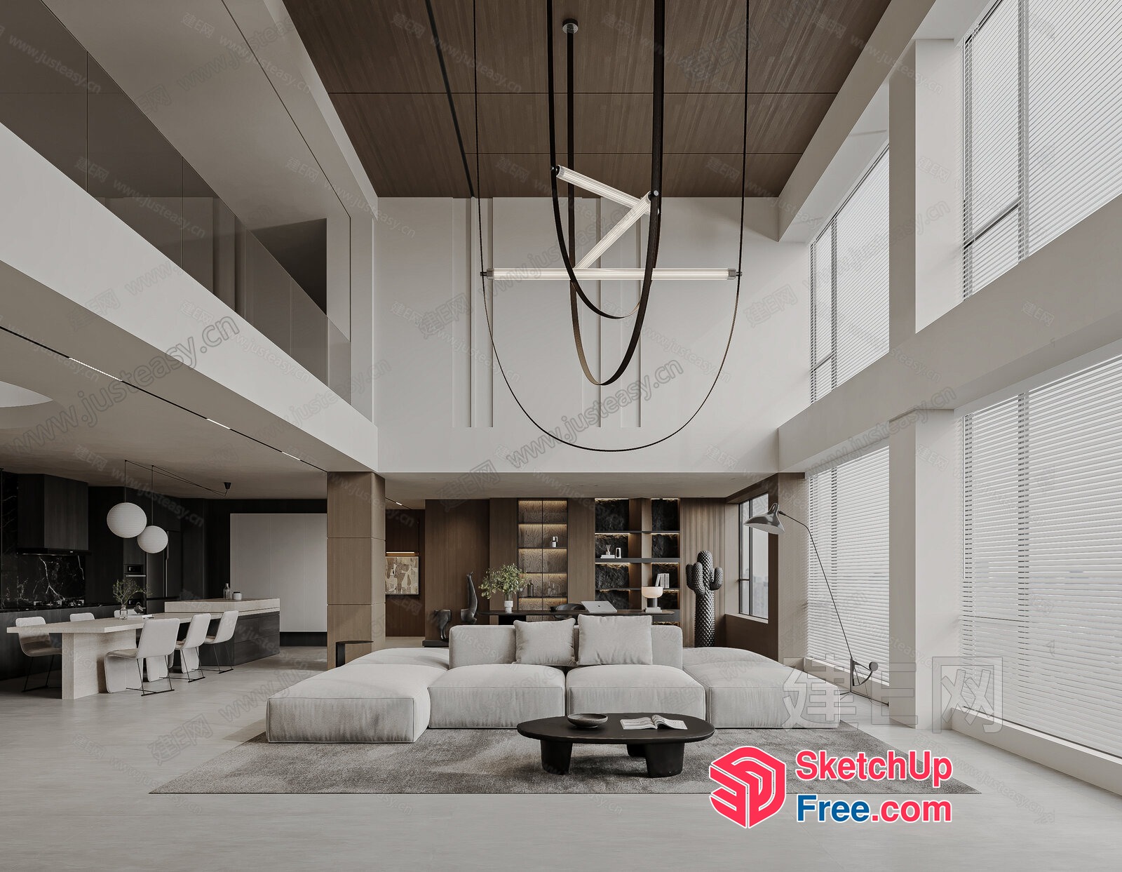 Modern Minimalist Living Room With Sleek White Furniture 3D SketchUp File