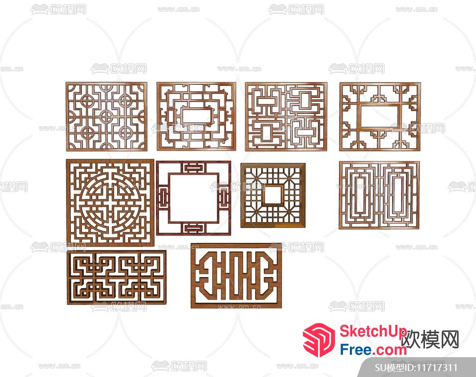Intricate Wood Carvings In Square Frames 3D SketchUp File