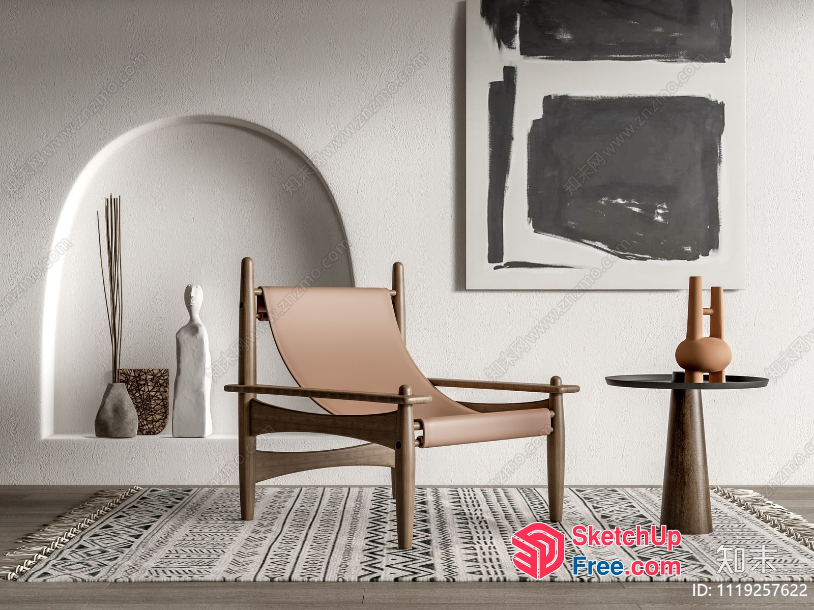 Scandinavian Minimalist Living Room Interior Design 3D SketchUp File