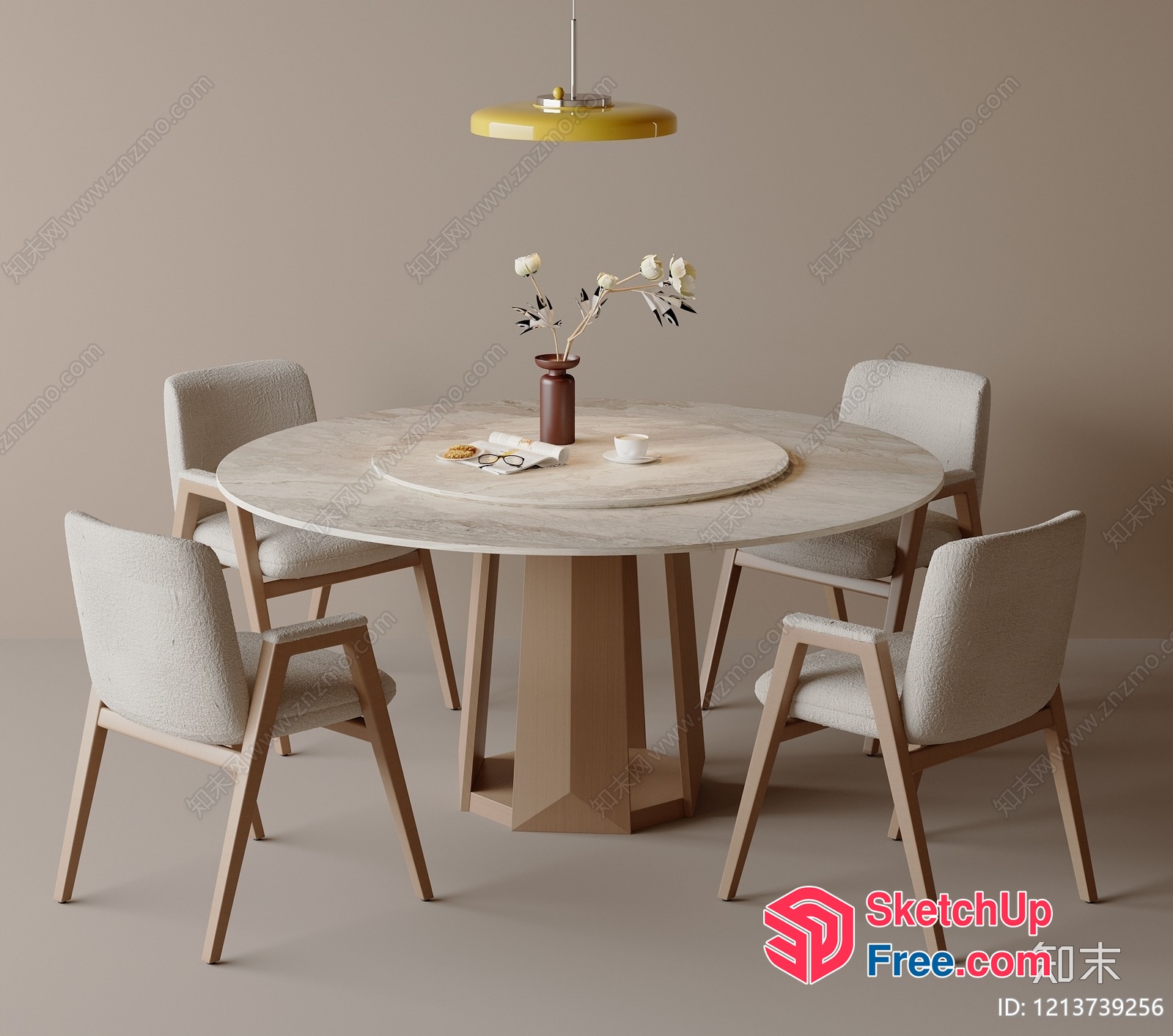 Modern Minimalist Dining Table And Chairs 3D SketchUp File