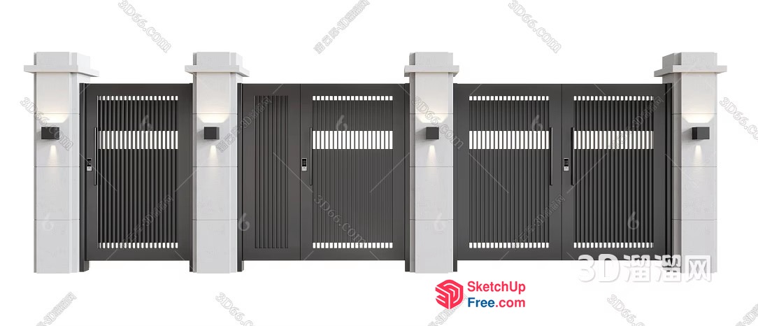 Modern Black And White Entrance Gate 3D SketchUp File