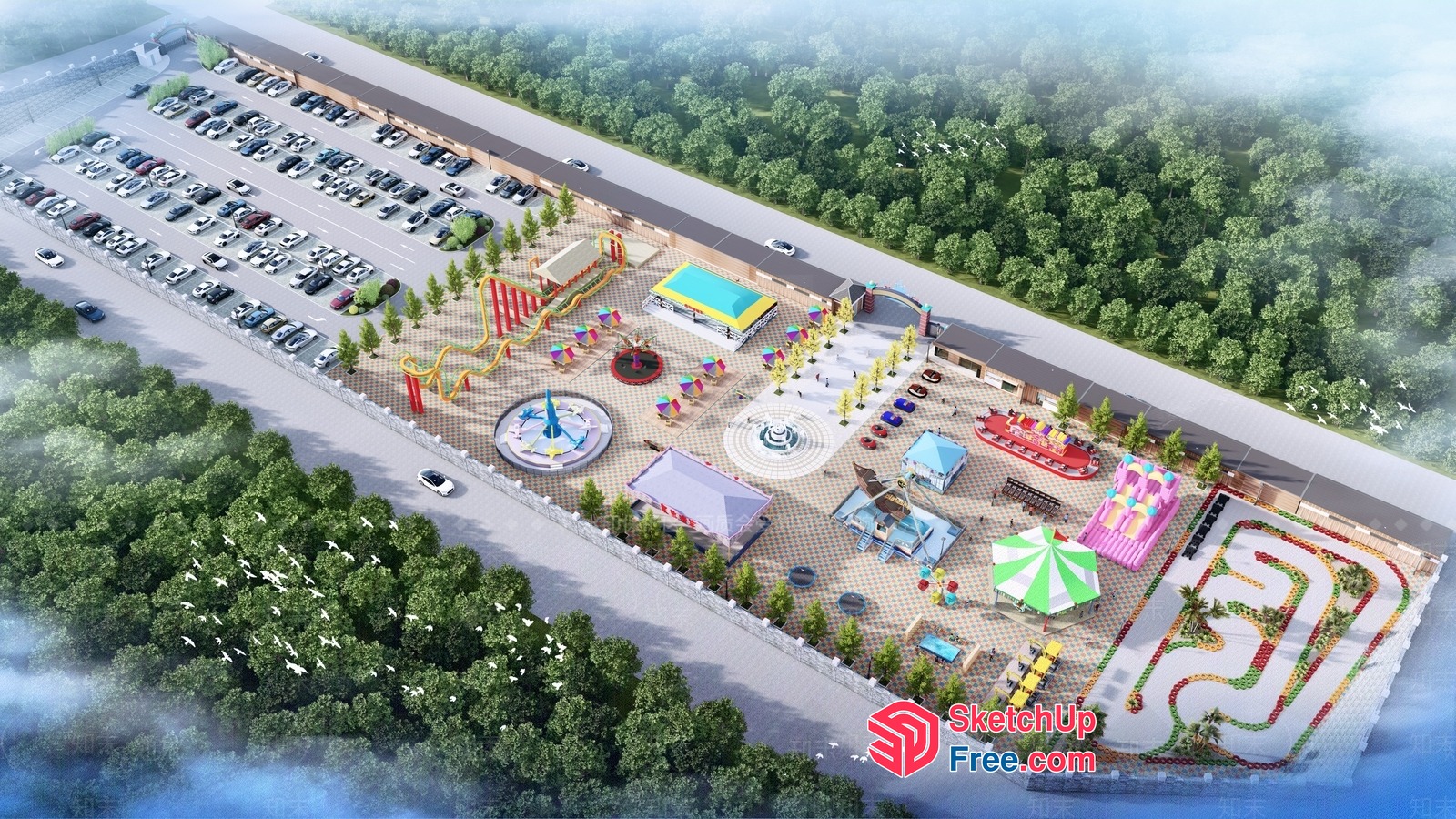 Vibrant Urban Park 3D SketchUp File