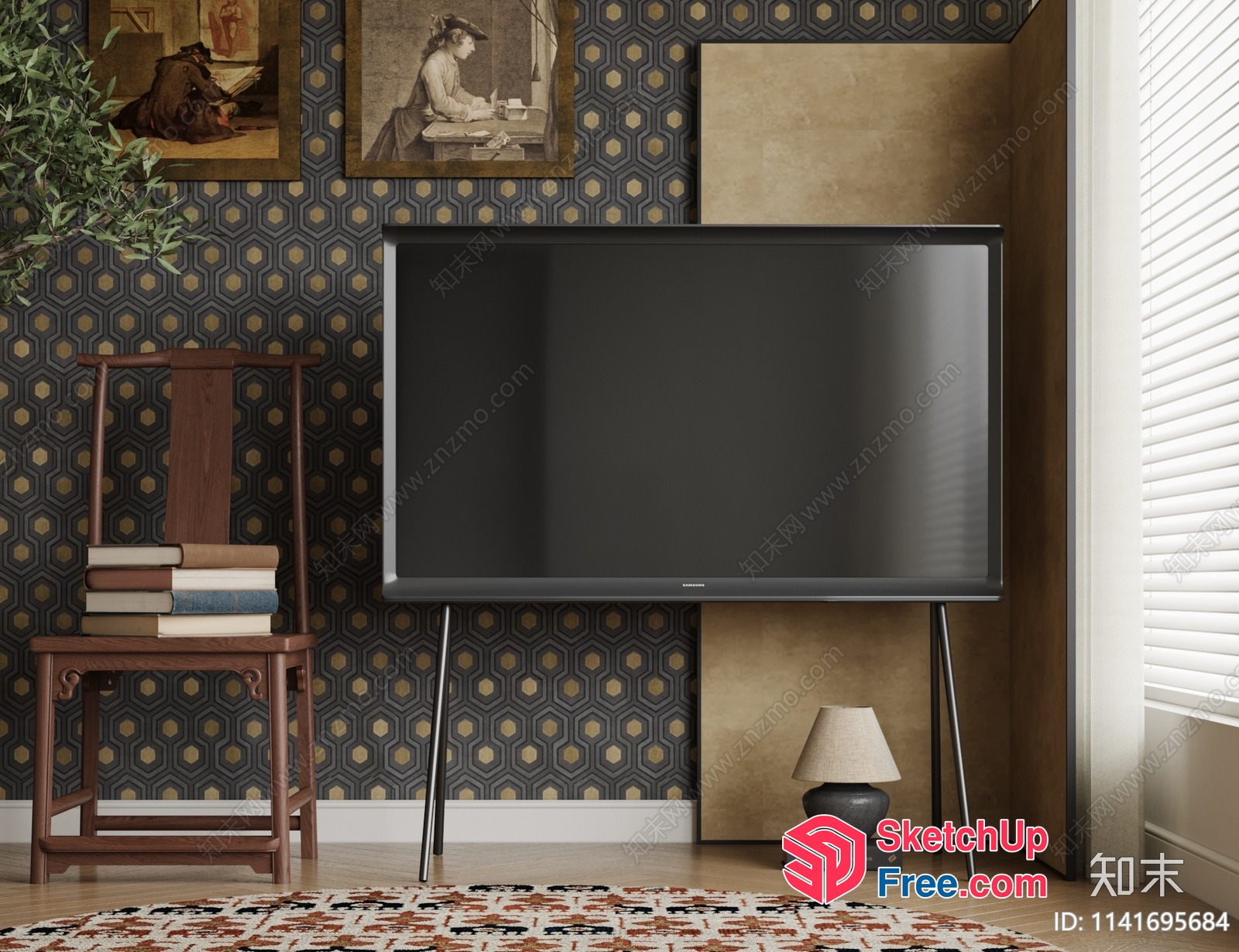 Vintage European Style Living Room Interior 3D SketchUp File