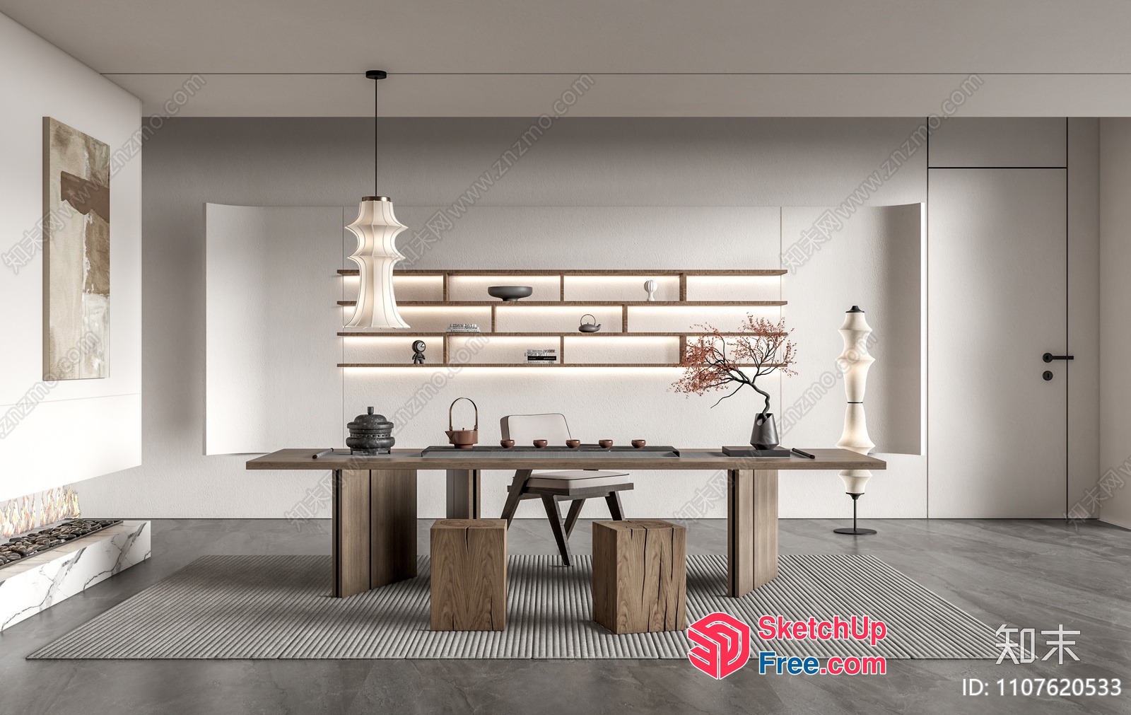 Elegant Japanese-Inspired Modern Office Space 3D SketchUp File