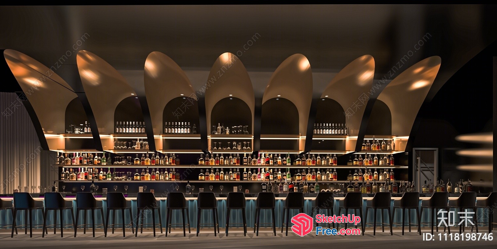 Luxurious Modern Bar Interior Design 3D SketchUp File