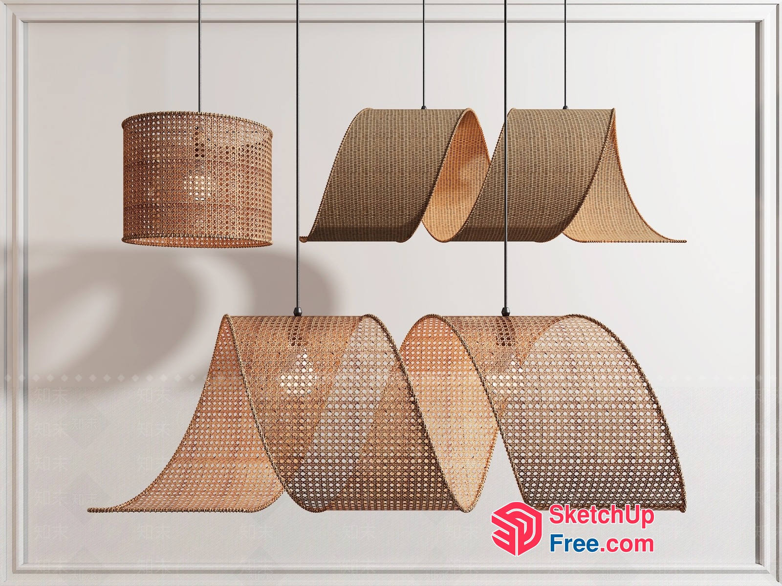 Curved Rattan Light Fixtures 3D SketchUp File