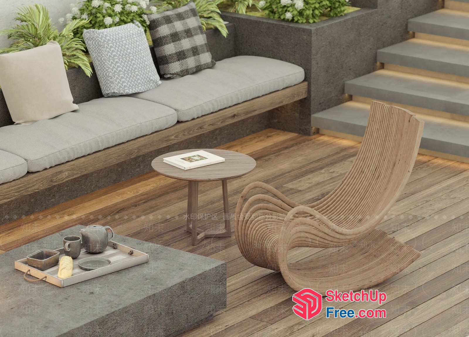 Elegant Outdoor Seating Area With Modern Furniture 3D SketchUp File