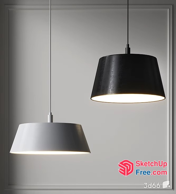 Simple Yet Elegant Pendant Lights In Black And White 3D SketchUp File