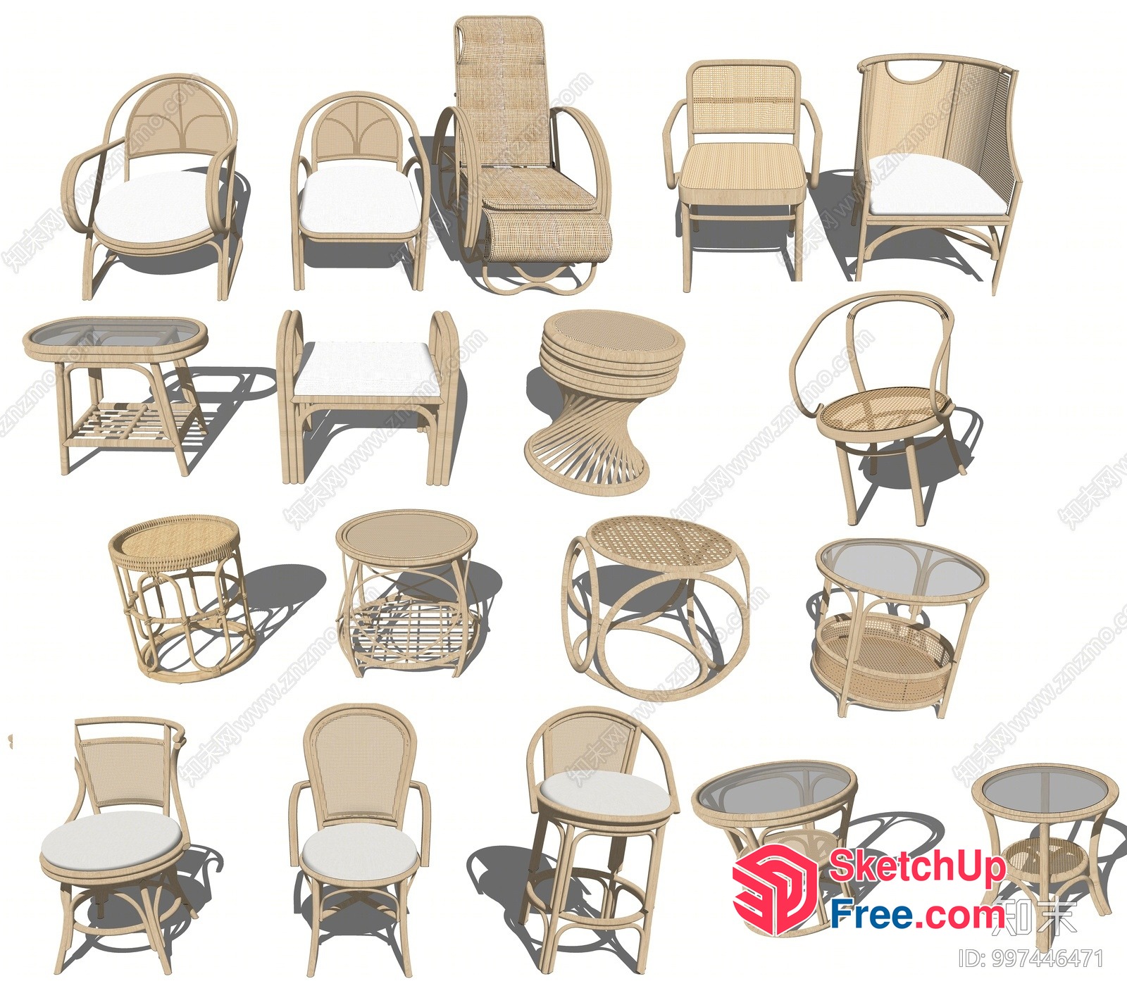 Rattan Furniture Collection 3D SketchUp File