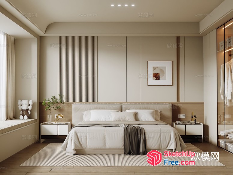 Modern Minimalist Bedroom Interior 3D SketchUp File