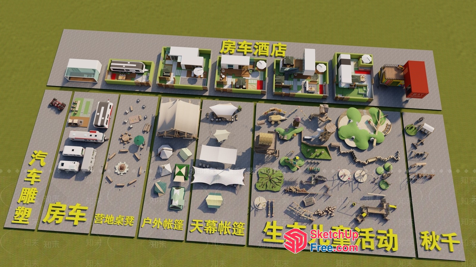 3D Model Of A Chinese Market 3D SketchUp File