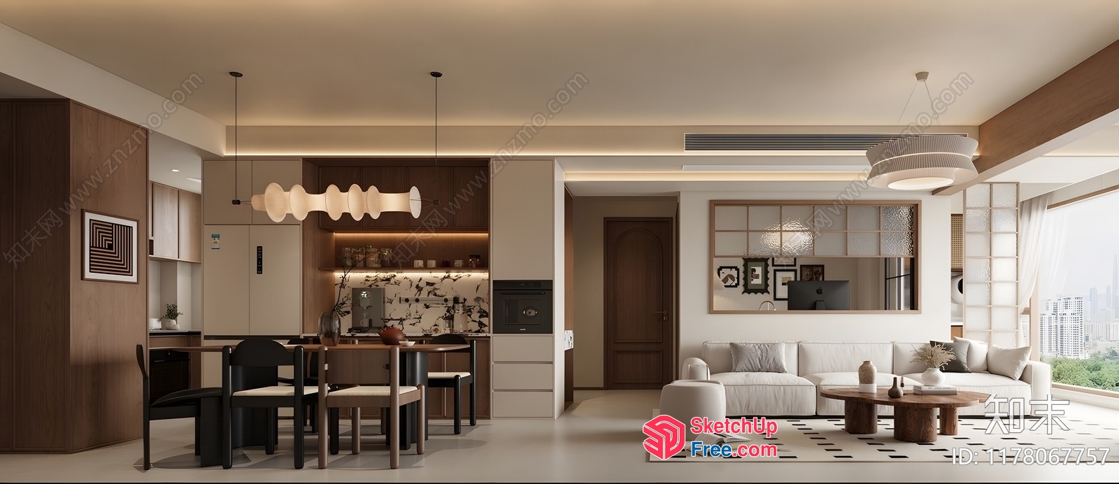 Modern Living Room With Sleek Furniture And Natural Light 3D SketchUp File