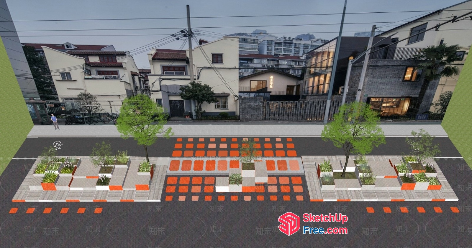 Urban Park Design With Modern Decorative Elements 3D SketchUp File