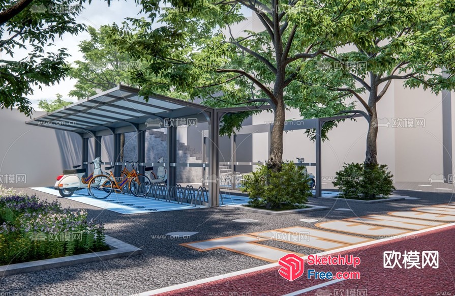 Outdoor Bike Parking And Storage Area 3D SketchUp File