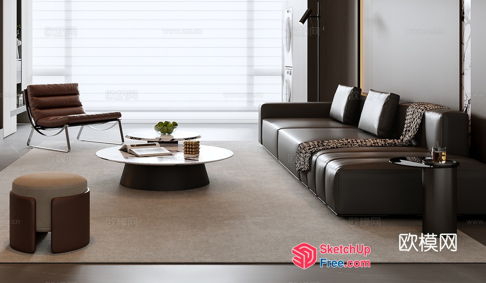 Minimalist Living Room With Modern Furniture 3D SketchUp File