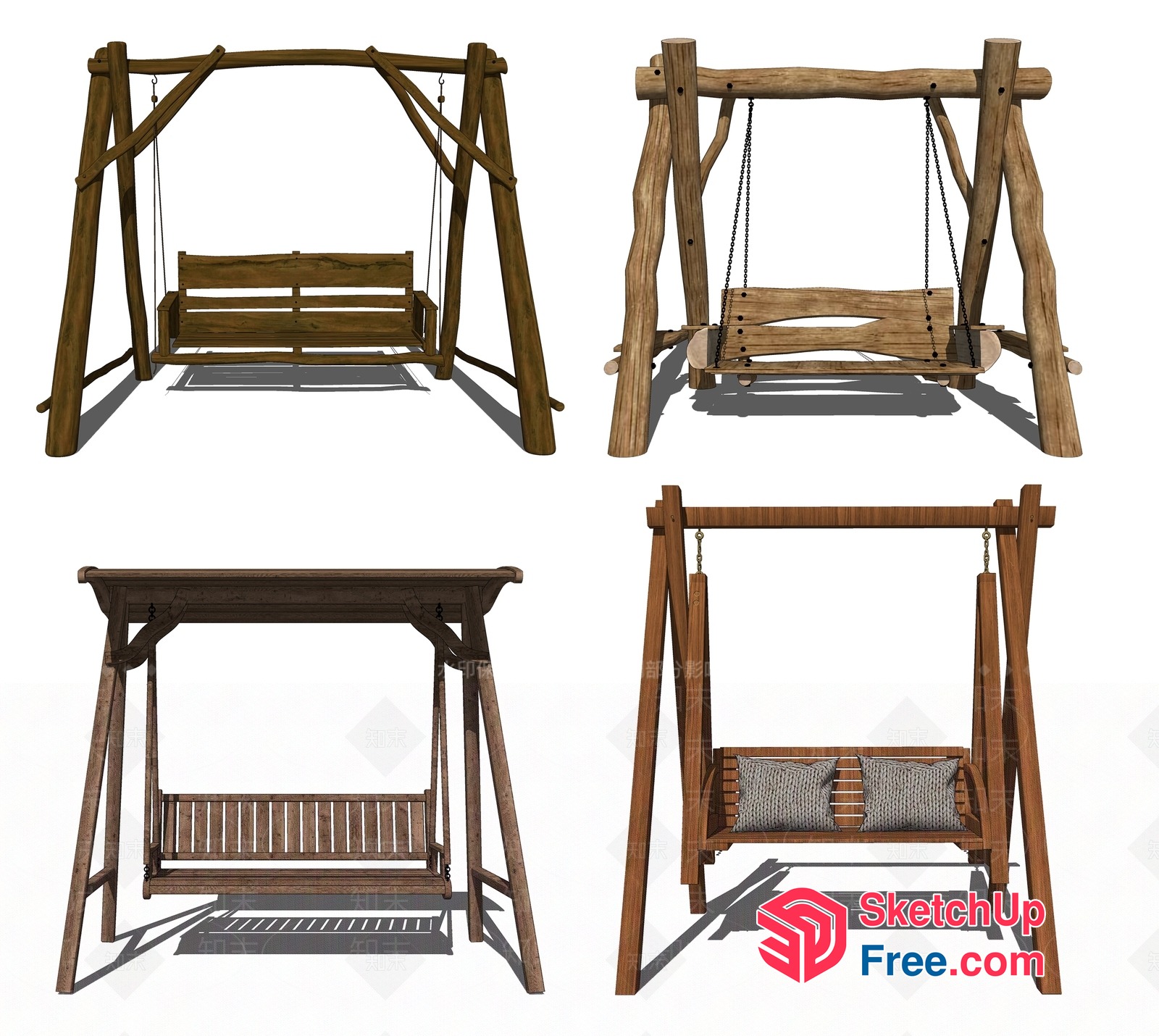 Rustic Wooden Swing Set 3D SketchUp File