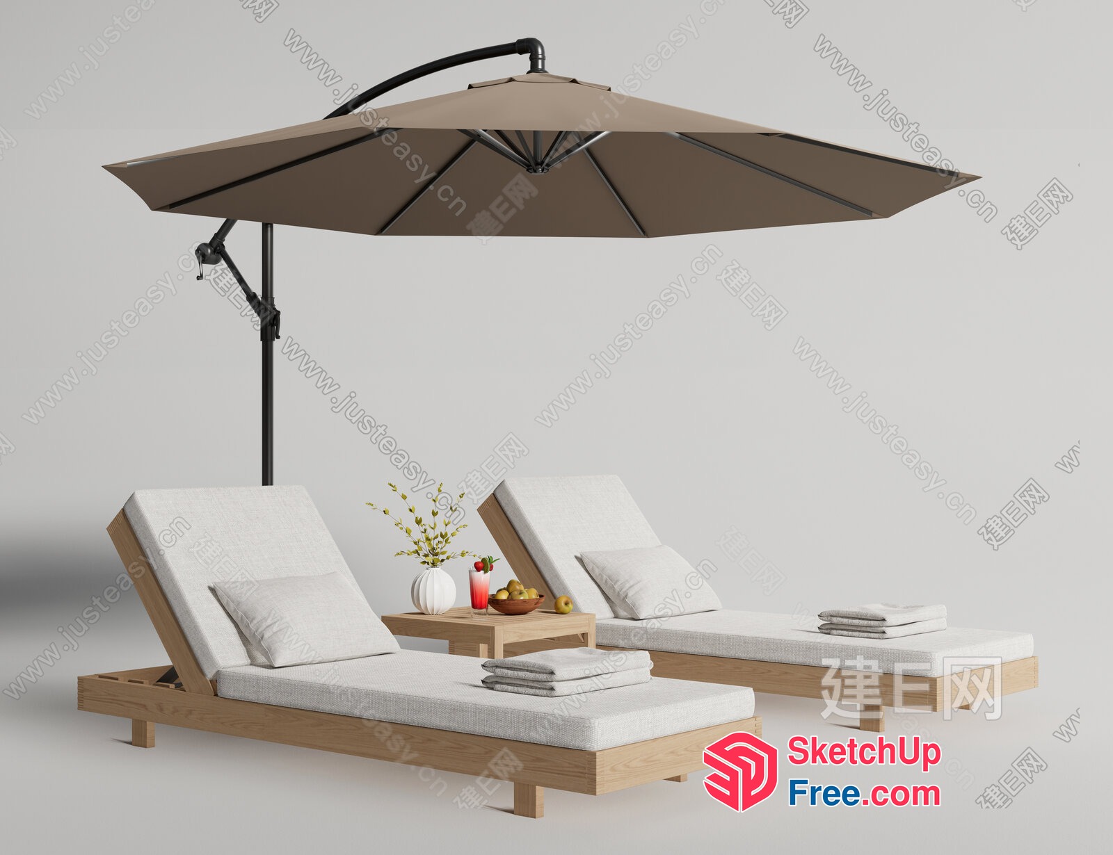 Outdoor Furniture Arrangement With Umbrella 3D SketchUp File
