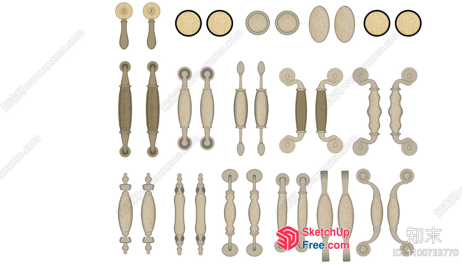 Vintage Style Furniture Hardware Collection 3D SketchUp File