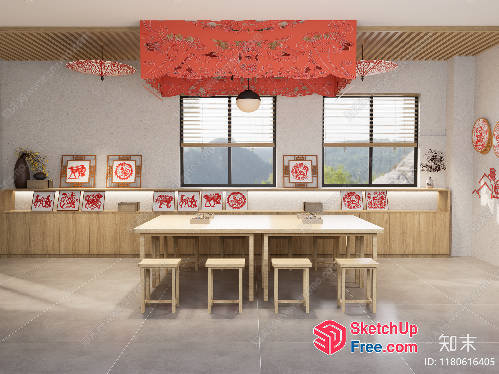 Japanese Style Restaurant Interior With Minimalist Decor 3D SketchUp File