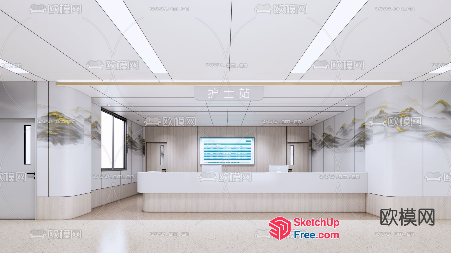 Clean Modern Minimalist Office Reception Area 3D SketchUp File