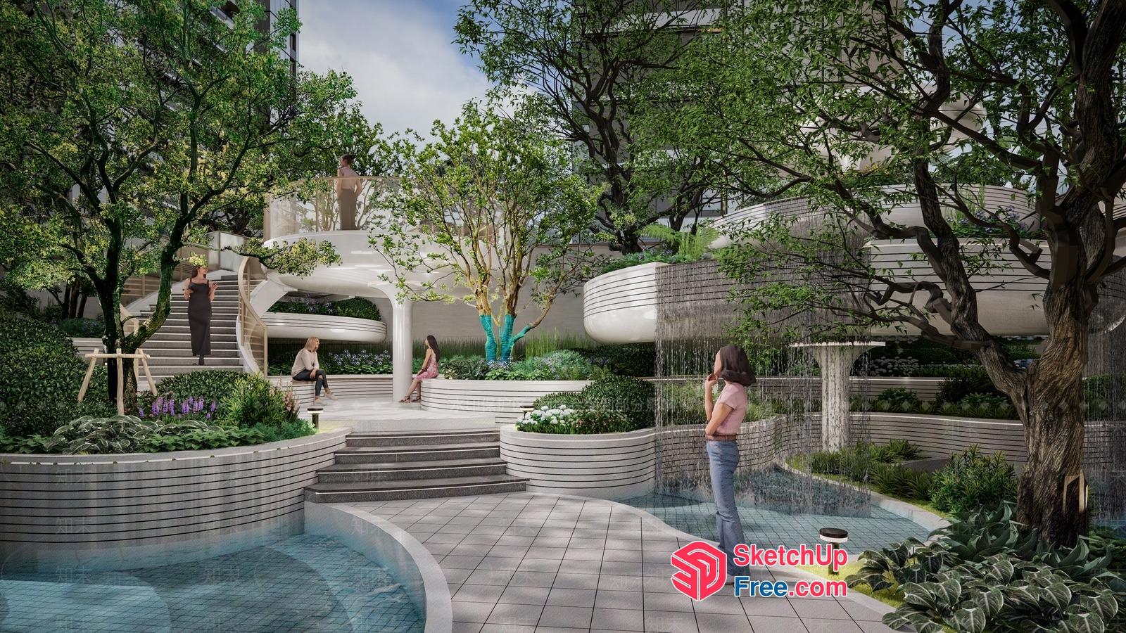 Serene Modern Garden Oasis 3D SketchUp File