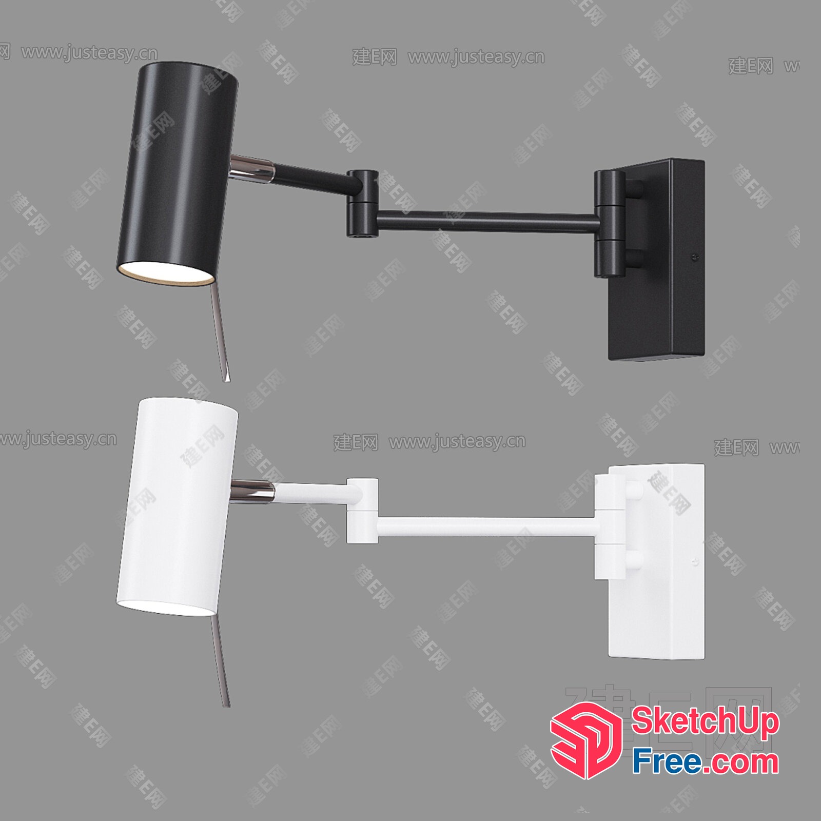 Modern Black And White Wall Sconce Lighting Fixtures 3D SketchUp File